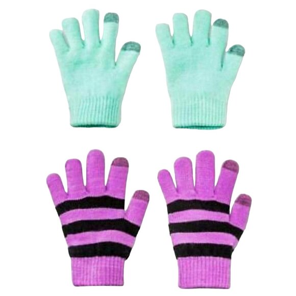 Cat & Jack 2-pack Girls Winter Kids Gloves Tech-Touch Outdoor Snow Mittens - Picture 11 of 14